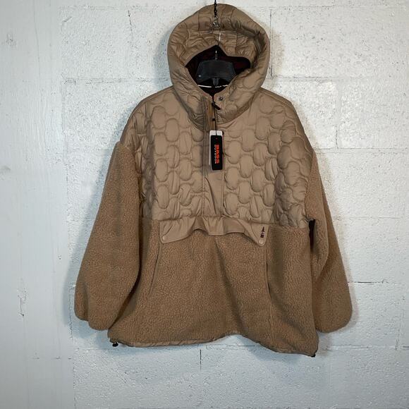 BASS OUTDOOR Women's Contrast Hood Sherpa Soft Pullover, tan Large - Picture 1 of 9